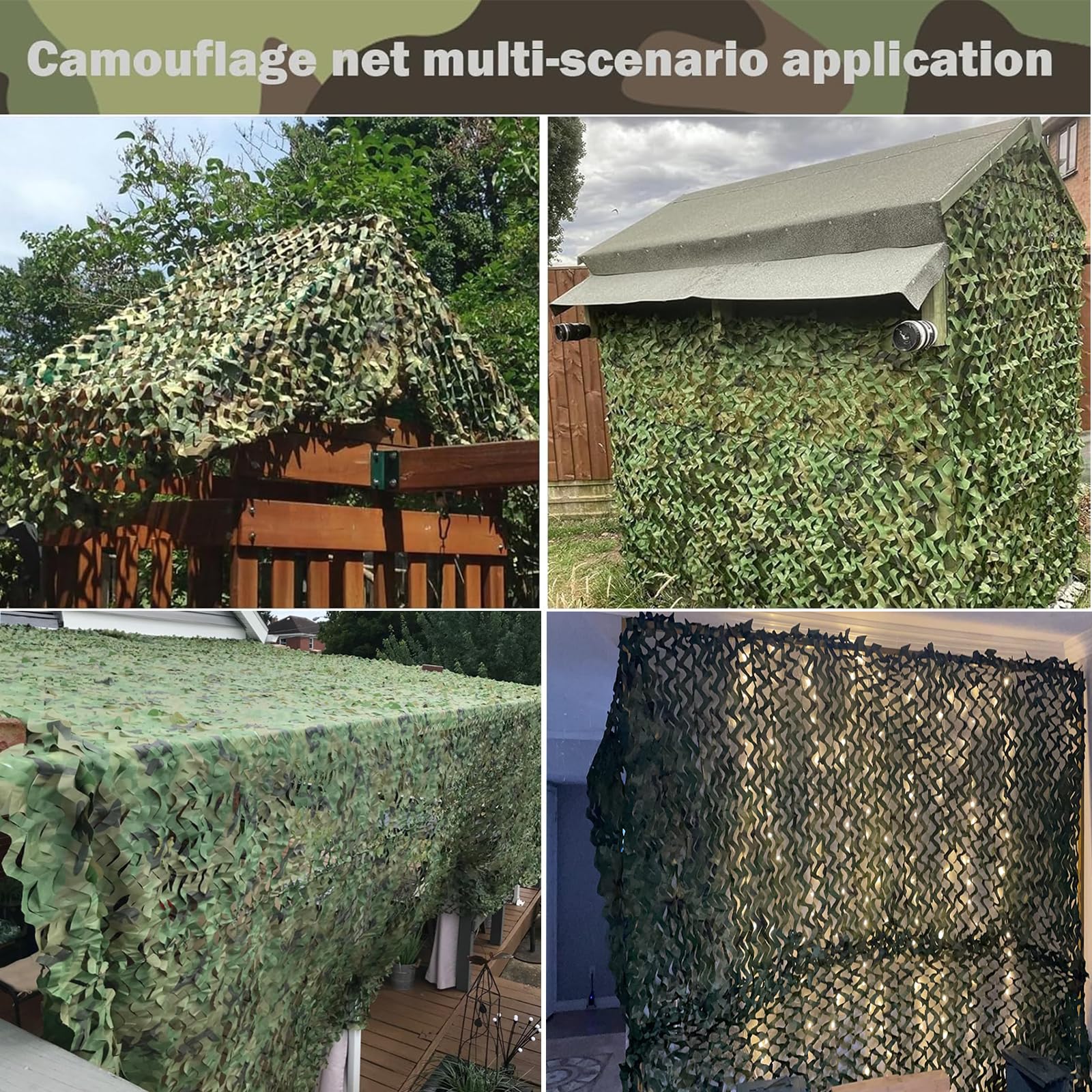 Yeacool Camo Netting Camouflage Netting Bulk Roll Burlap Camo Tarp Sunshade Net for Hunting Blind Military Dinosaur Birthday Theme Party Decoration (Woodland Camo, 4.9ftx26.2ft, 1.5m*8m)
