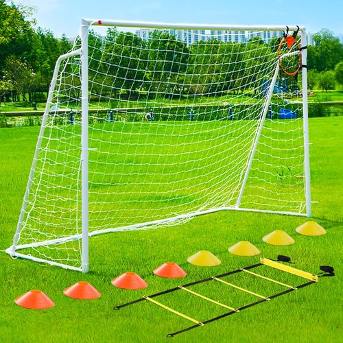 Metal Soccer Goals by [Brand Name] - Portable 12x6, 10x6.5, 8x6, 6x4FT for Kids & Adults | Durable Steel Frame with Net