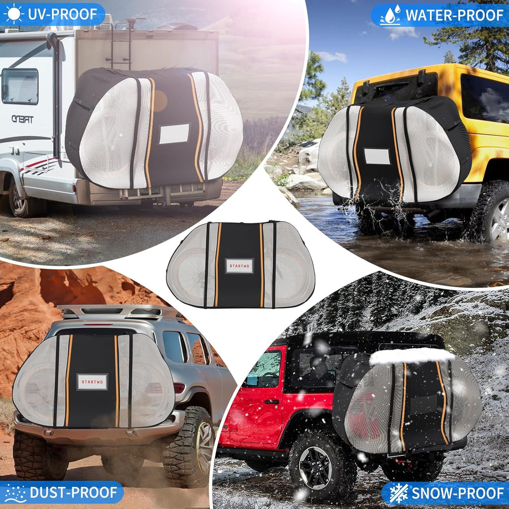 STARTWO Waterproof Bike Cover - Outdoor Storage & Transport for 2 Bikes | Includes Elastic Straps & License Plate Window