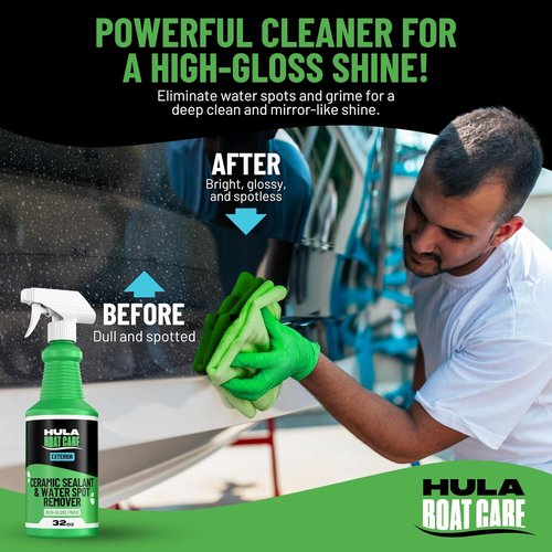 Hula Water Spot Remover for Boats - 32 oz Ceramic Sealant for Daily Maintenance & High-Gloss Finish