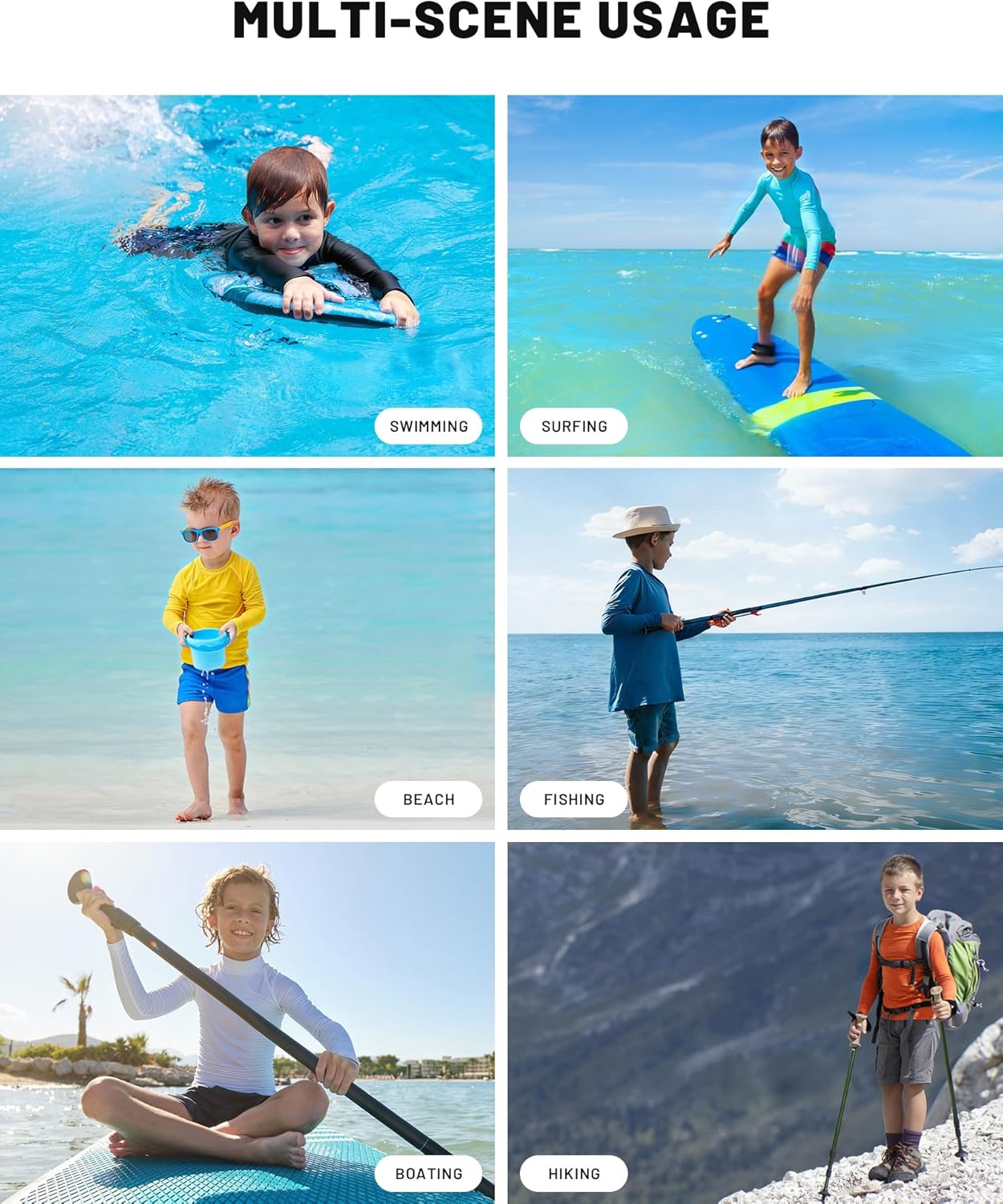 Skiennix Boys Swim Shirt - UPF 50+ Long Sleeve Rash Guard for UV Sun Protection | Youth Surf Beach Wear