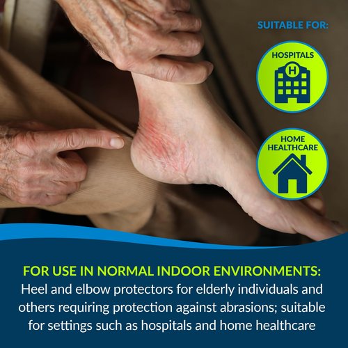 TIDI 6224L Posey Heel and Elbow Protectors with Foam Pads ― Large ― White ― One Pair of Heel and Elbow Protectors for Protection Against Abrasions ― Home Healthcare ― Medical Supplies