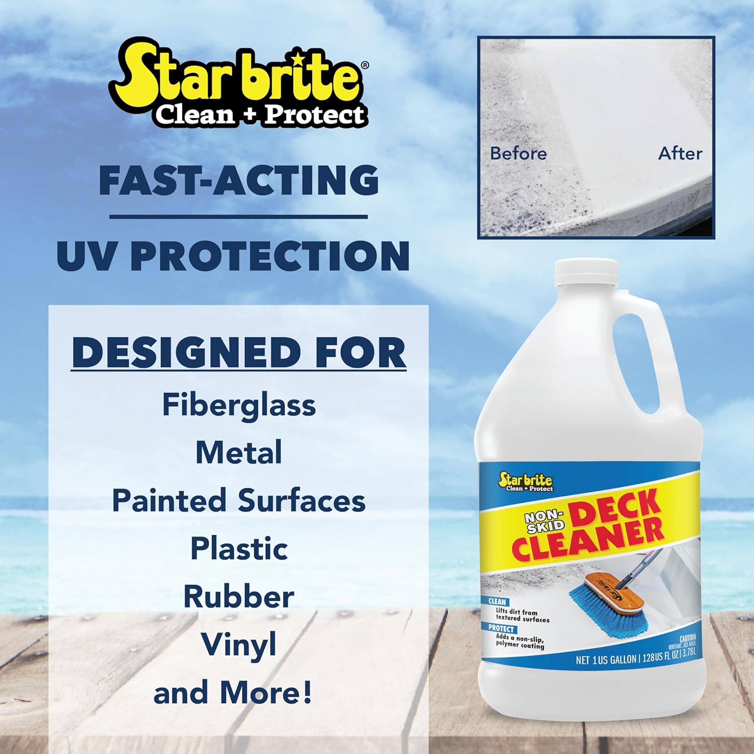 STAR BRITE Non-Skid Deck Cleaner - Ultimate Boat Deck Wash for Fiberglass, Vinyl & Metal Surfaces