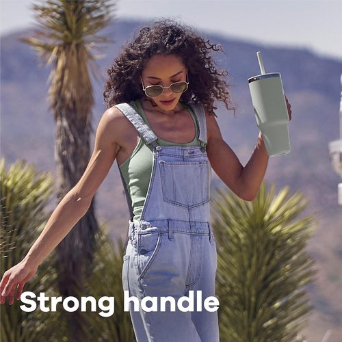 Hydro Flask Travel Tumbler - Insulated Stainless Steel with Handle, Lid & Straw | 32 Oz Tonal Trillium Pink