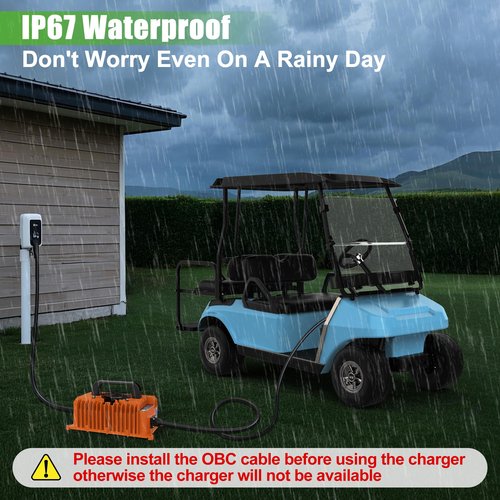 10L0L 15A/48V Golf Cart Battery Charger with OBC Wire Compatible with Club Car DS & Precedent, Upgrade The APP Bluetooth Function, IP67 Waterproof, Supports 3 Kinds of Battery Charging (Orange)