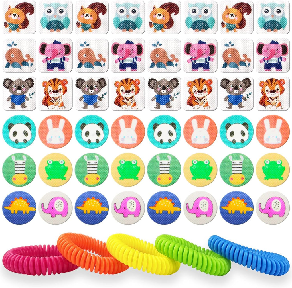 Skiennix Mosquito Repellent Stickers - 240 Pcs Natural Patches & 5 Individually Wrapped Bracelets for Kids & Adults | Perfect for Outdoor Activities