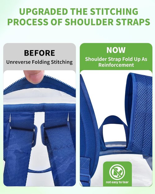 MAY TREE Clear Backpack - Ideal for Stadium Events | Compact 12x11x6 Inches - Blue Color