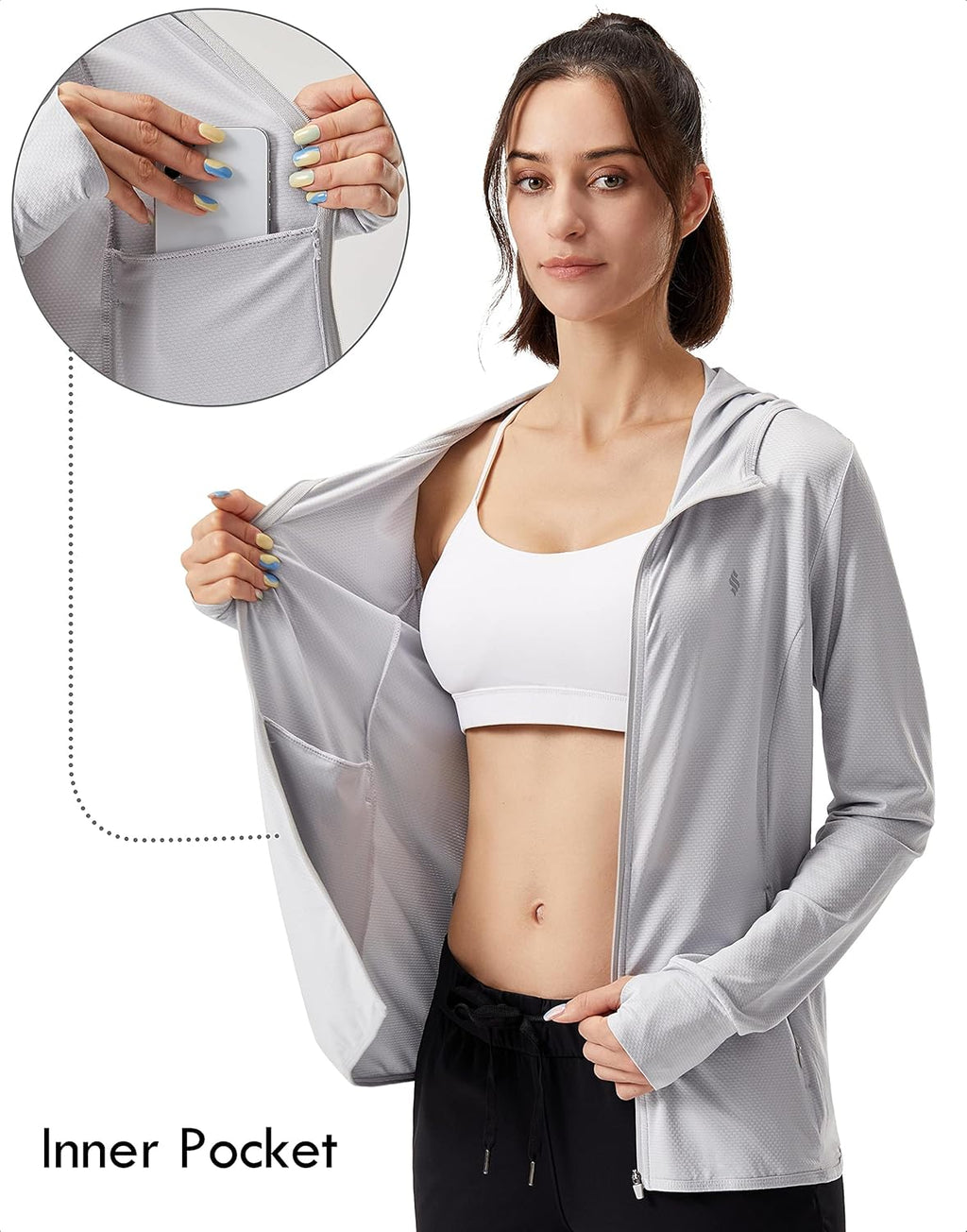 Soothfeel Women's Lightweight UPF 50+ Sun Protection Hoodie Jacket | Long Sleeve Outdoor Shirt with Pocket