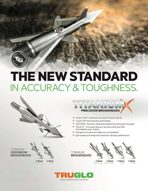 TRUGLO Apex Archery TRUGLO Titanium X 100-Grain Fixed Blade Broadheads - 3-Pack, 4-Blade