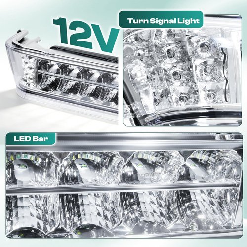 DRIVE UP Club Car LED Headlight Bar for Club Car Precedent 2004-Up with Front Head Light Electric and Gas Golf Carts, 12V Golf Cart Front Replace Head Light Bar Replaces OEM 102524801, 1025248-01