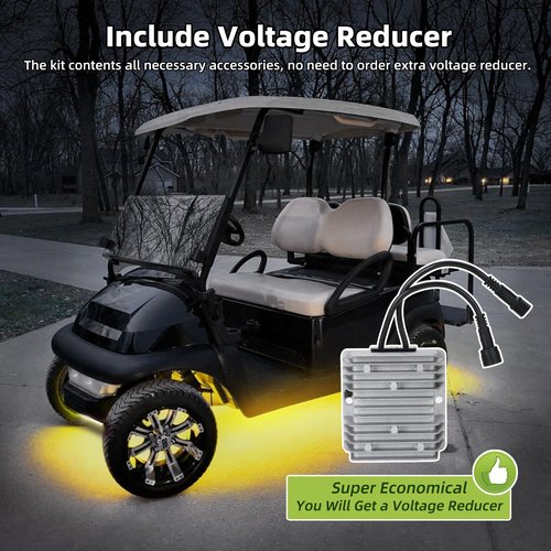 Roykaw Golf Cart LED Strip Lights, Underbody Neon Lighting Kit, Waterproof Led Light Strips Compatible with EZGO Club Car Yamaha, 12V - 80V Input, Million Colors, Music Sync, 4 PCS