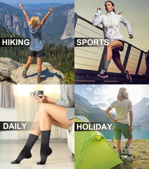 FITRELL Women's Merino Wool Hiking Socks - 4 Pack, Cushioned & Thermal for Ultimate Comfort