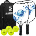 Ginullus X Blazerstar Pickleball Paddles Set of 2, USAPA Approved, Fiberglass Surface Pickleball Rackets with 4 Durable Outdoor Balls and 1 Bag, Ideal for Beginner, Gifts for Women and Men