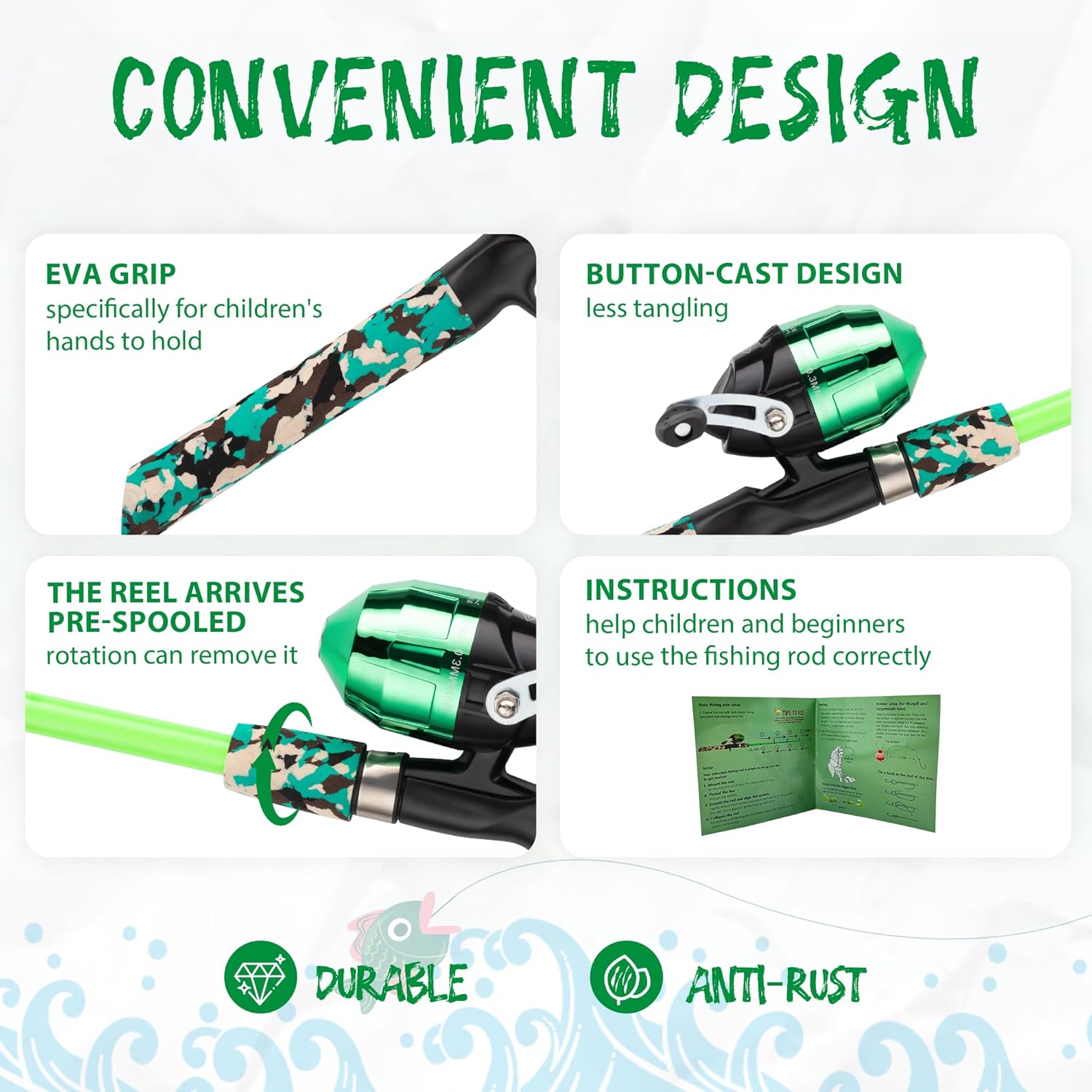 WIDDEN Kids Fishing Pole, Portable Telescopic Kids Fishing Poles for Boys and Girls, Fishing Rod and Reel Combo Kit with Tackle Box, and Fishing Net, Best Fishing Pole for Toddler Youth