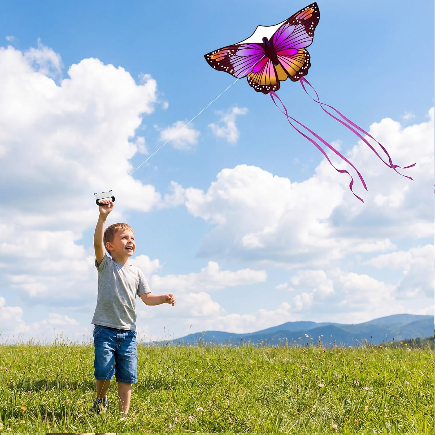 Skiennix Large Butterfly Delta Kites - Easy to Fly for Kids & Adults | Perfect for Beach & Park Fun