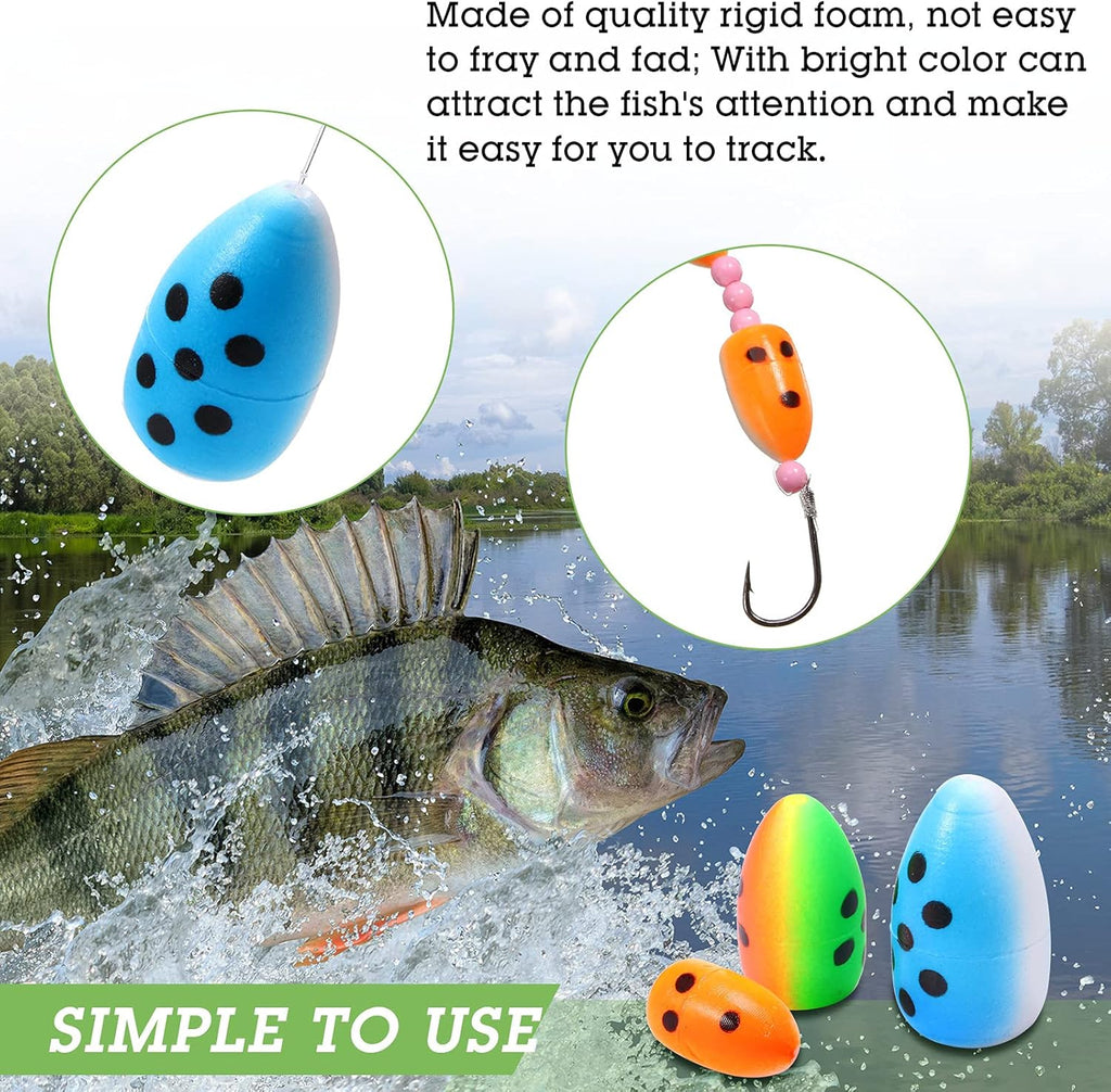 Skylety Foam Floats - 60 Pieces Fishing Rig Indicators for Trout, Catfish & Walleye - Oval Design