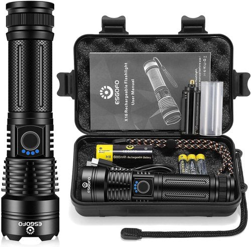 Esgofo Flashlights - High Lumens 100000 Rechargeable LED - Super Bright, Waterproof, Perfect for Hiking & Camping