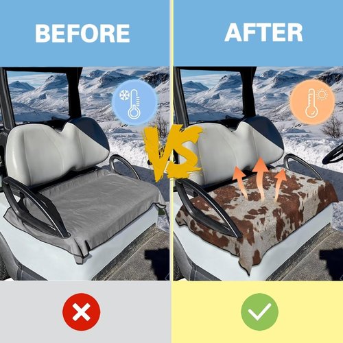 Xpyeesfuen Cow Print Golf Cart Seat Covers,Golf Cart Towel/Blanket,Easy Install and Clean,Protect Your Seat and Suitable for All Seasons