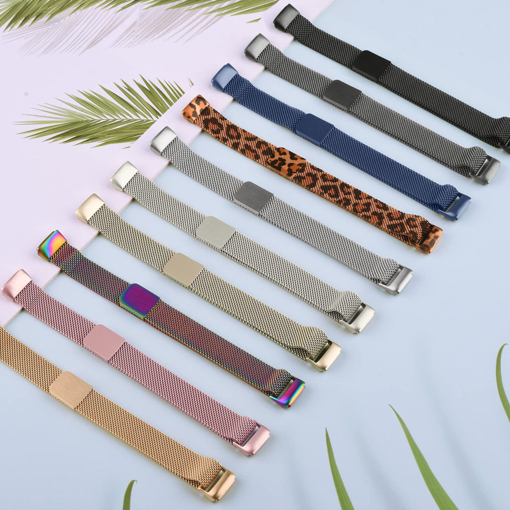 Oumida Mesh Metal Band Compatible with Fitbit Luxe Band, Stainless Steel Adjustable Loop Strap Women Men Replacement Bands for Luxe Health &-Fitness-Tracker, Starlight+Champagne Gold