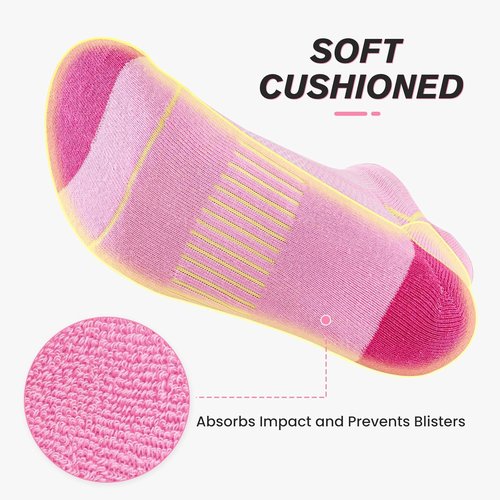 Niorasen Ankle Socks - Women's Cotton Cushioned Athletic Running Socks | 6 Pairs, Breathable Low Cut