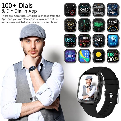 Smart Watches for Men (Answer/Make Call), Fitness Tracker with 123 Sport Modes, Heart Rate Monitor, Spo2, Step Counter, Sleep Tracker, IP68 Waterproof Sports Watch, Fitness Watch for iPhone ＆ Android