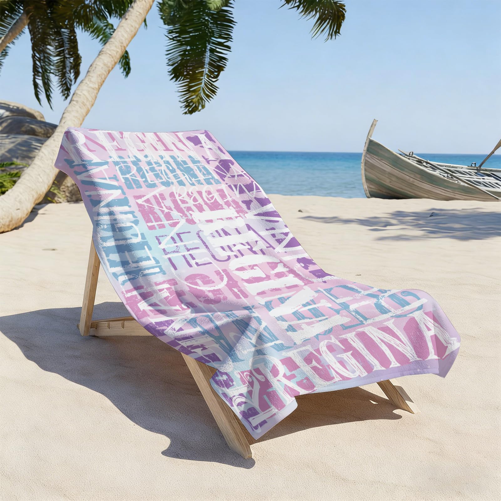 Yoke Style Personalized Beach Towels for Kids, Custom Sand Free Microfiber Beach Towel with Your Name, Customized Quick Dry Pool Towels Easter Gifts for Girls Boys Toddler