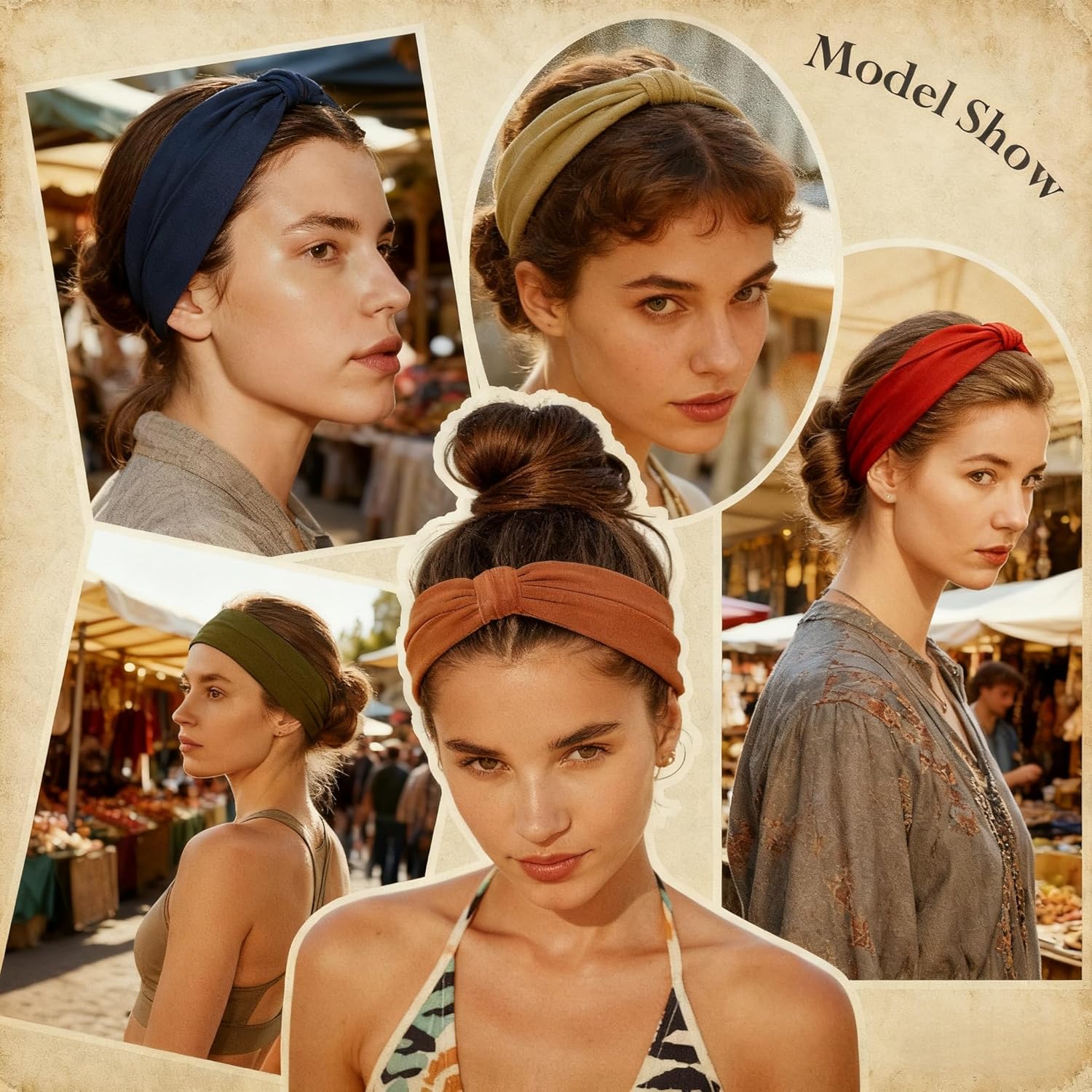 Skiennix Wide Elastic Headbands - Soft Knotted Hair Bands for Makeup & Sports | 8-Pack Non-Slip Design