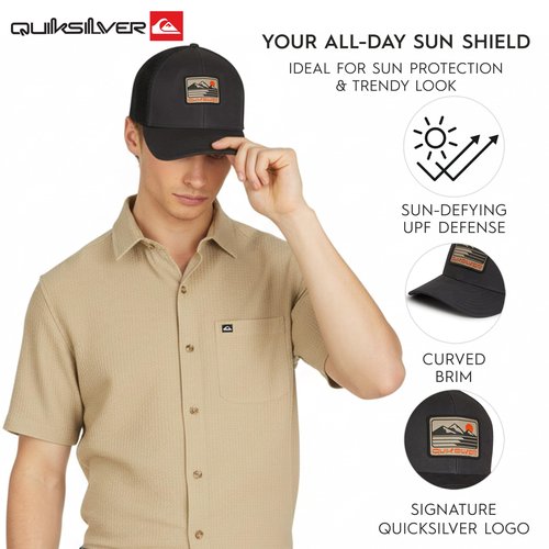 Quiksilver Men's Premium Cotton Adjustable Snap Back Logo Baseball Cap, Charcoal, One Size