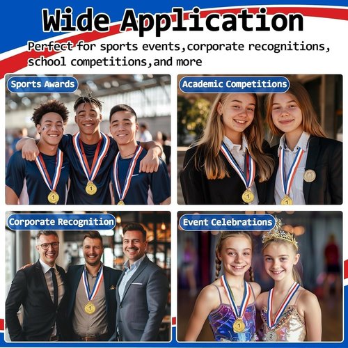 Gold Silver Bronze Award Medals by [Brand Name] - Olympic Style Neck Ribbons for Sports & Competitions | 2 Inch Winner Medals