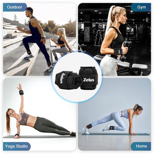 ankle weight, Weighted Ankle Weight Set with Removable Sandbags, 0.2-4 lb per Ankle Strap for Gym Yoga Jogging Walking（Midnight）
