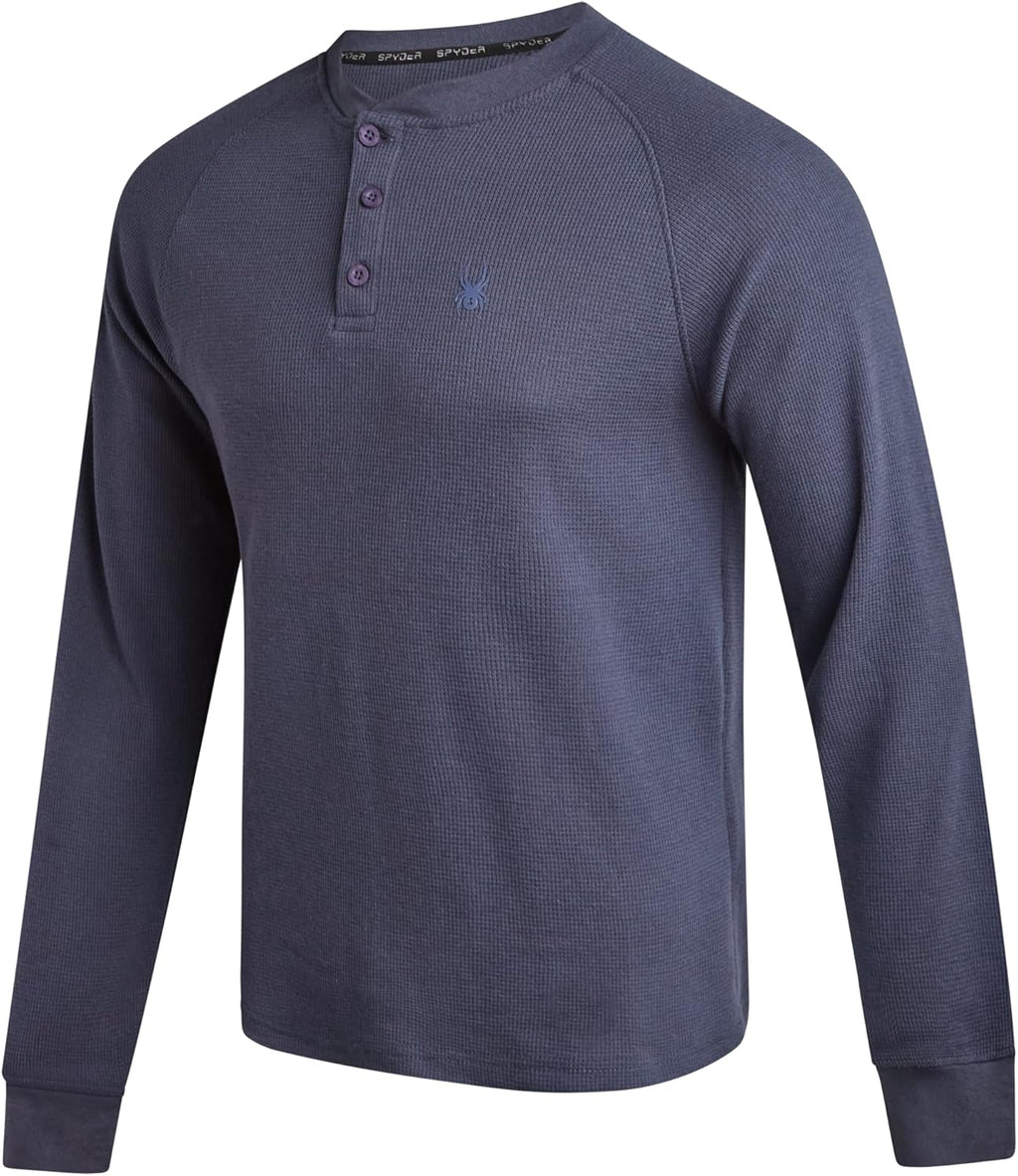 Spyder Men's Henley Shirts - Soft Cotton Blend Quick-Dry Long Sleeve Pullover | Moisture-Wicking Waffle Knit