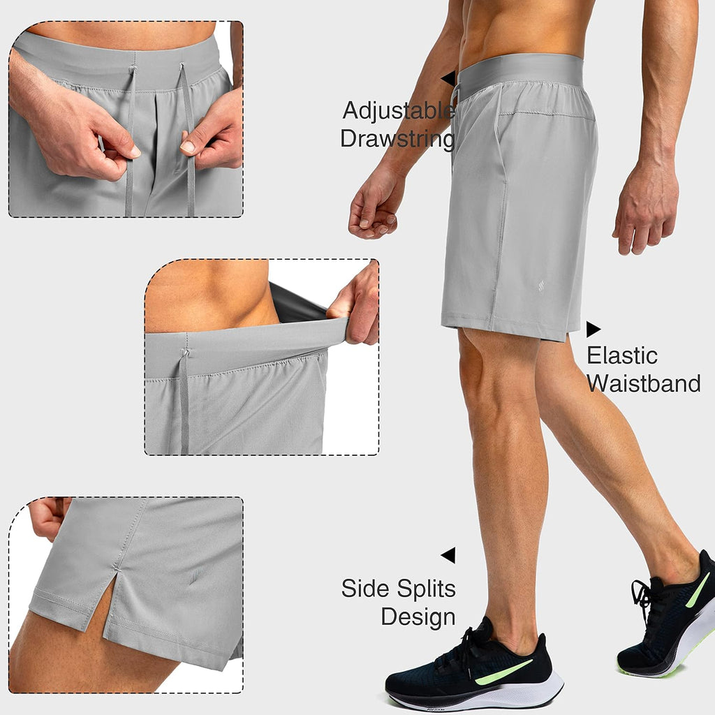 Soothfeel Men's Running Shorts - Lightweight Quick-Dry Athletic Shorts with Zipper Pockets | Available in 9", 7", 5" Sizes