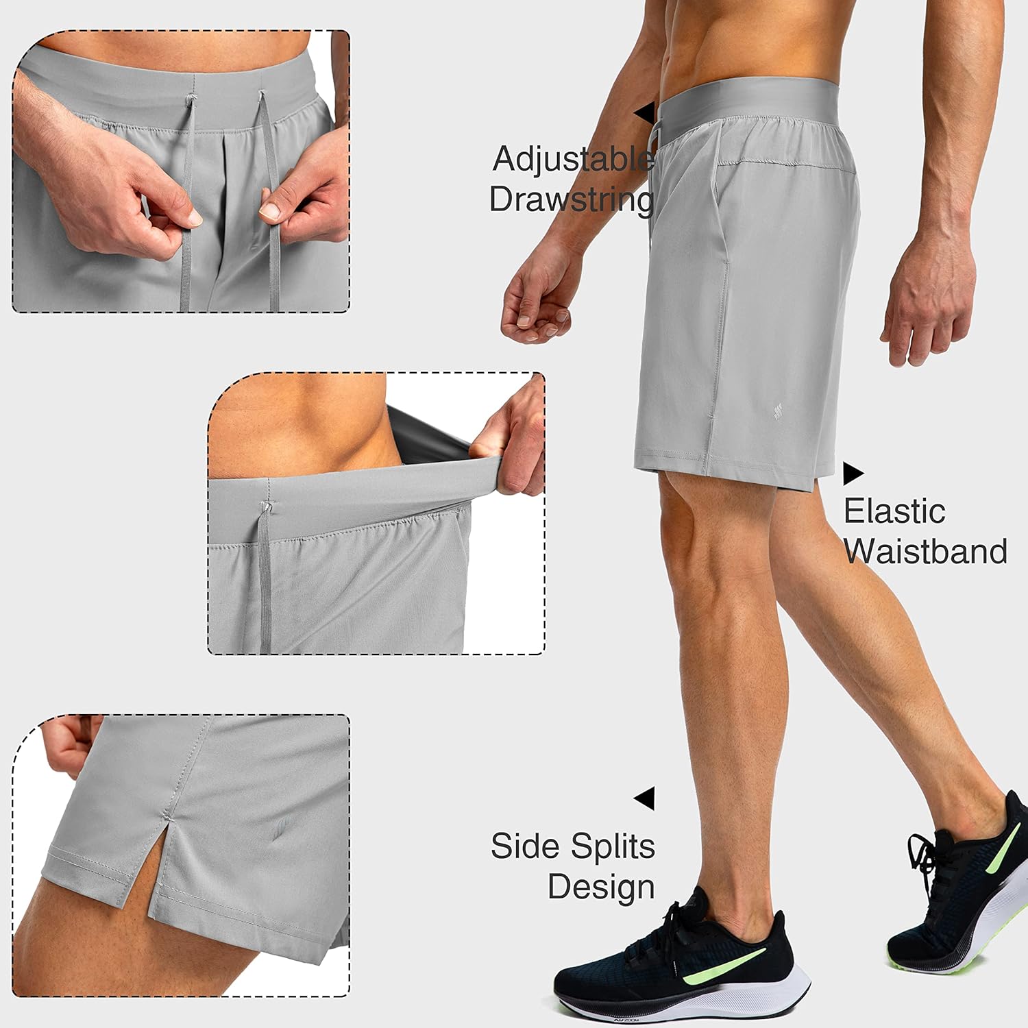 Soothfeel Men's Running Shorts - Lightweight Quick-Dry Athletic Shorts with Zipper Pockets | Available in 9", 7", 5" Sizes