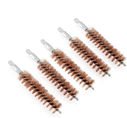 BOOSTEADY Gun Cleaning Brush Set - 5 Pcs Phosphor Bristle for Pistol & Shotgun | Includes 50 Multi-Caliber Patches