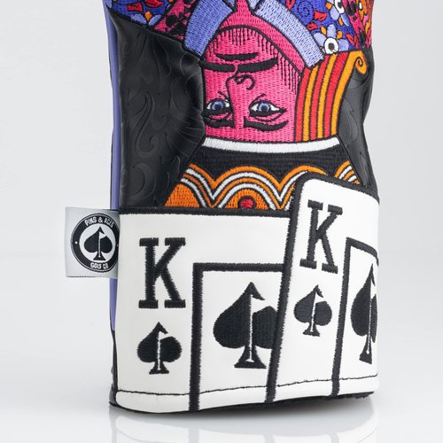 Pins & Aces Royal Flush Head Cover - Premium, Hand-Made Leather Headcover - Ace of Spades & Magnetic Closure, Tour Quality Golf Club Cover - Style and Customize Your Golf Bag Driver (Black)