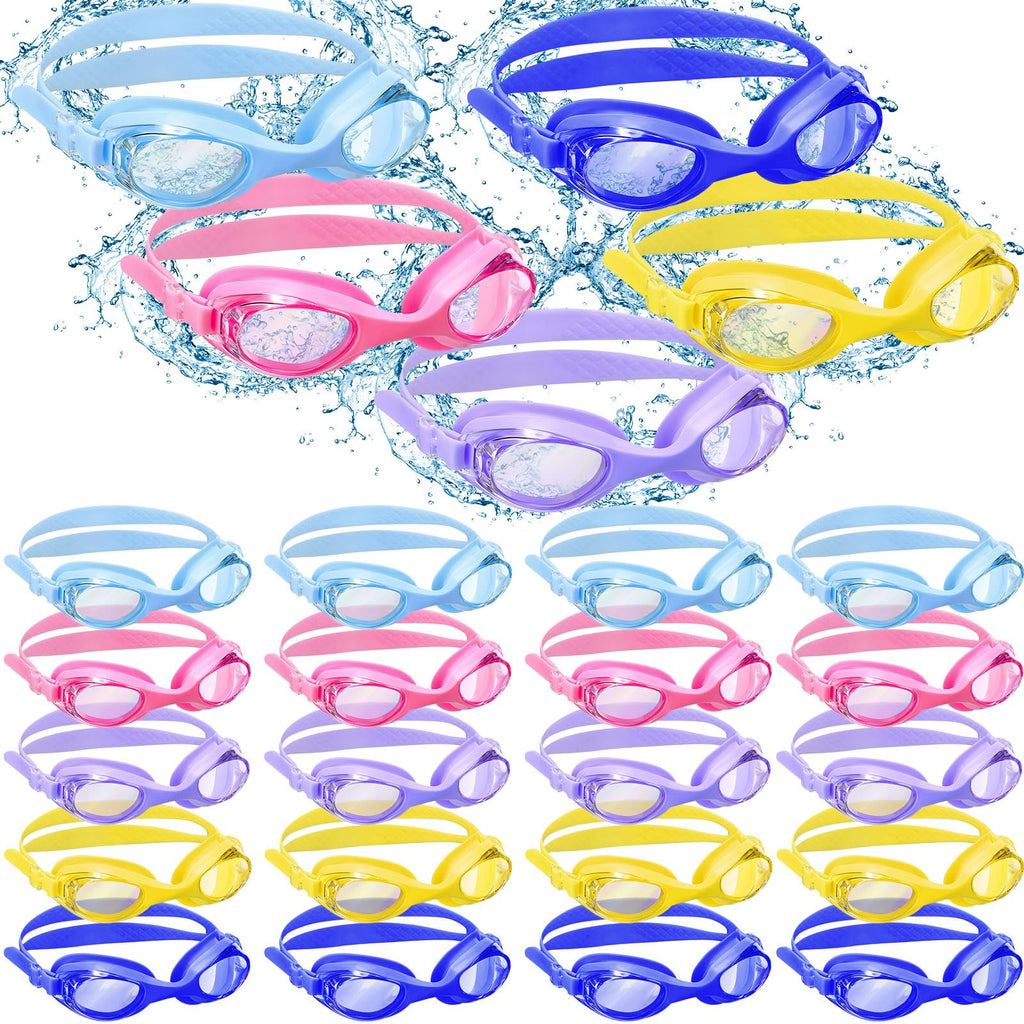 Macarrie 30 Pcs Kids Swim Goggles Bulk Child Swimming Goggles Gifts for Boys Girls Toddler Pool Surfing Diving(Blue, Pink, Purple, Light Blue, Yellow,Fashion)