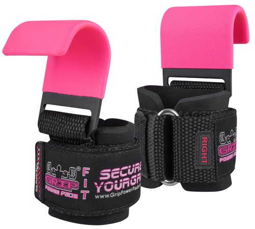 Weight Lifting Hooks Heavy Duty PRO Lifting Wrist Straps Deadlift Straps Power Lifting Grips Weightlifting Gym Gloves Men & Women (Classic Pink, Women-Wrist Size Small/Medium)