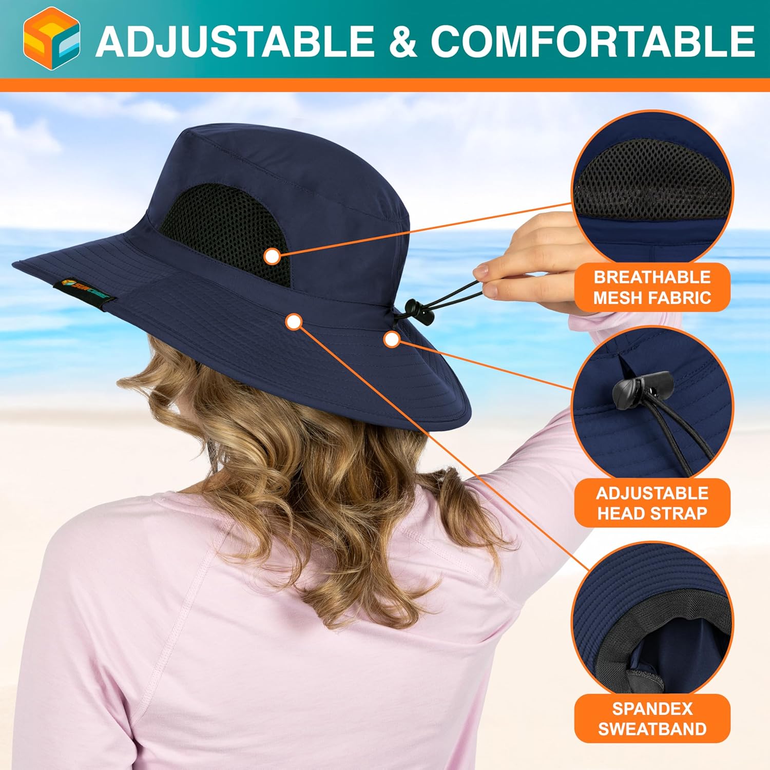 SUN CUBE Wide Brim Sun Hat | UV Protection Fishing & Hiking Hat | UPF 50+ Boonie for Men & Women