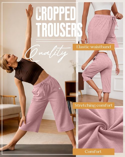 Neer Women's Capri Pants - Wide Leg Casual Sweatpants with Pockets | 3 Pack, Loose Fit Yoga Capris