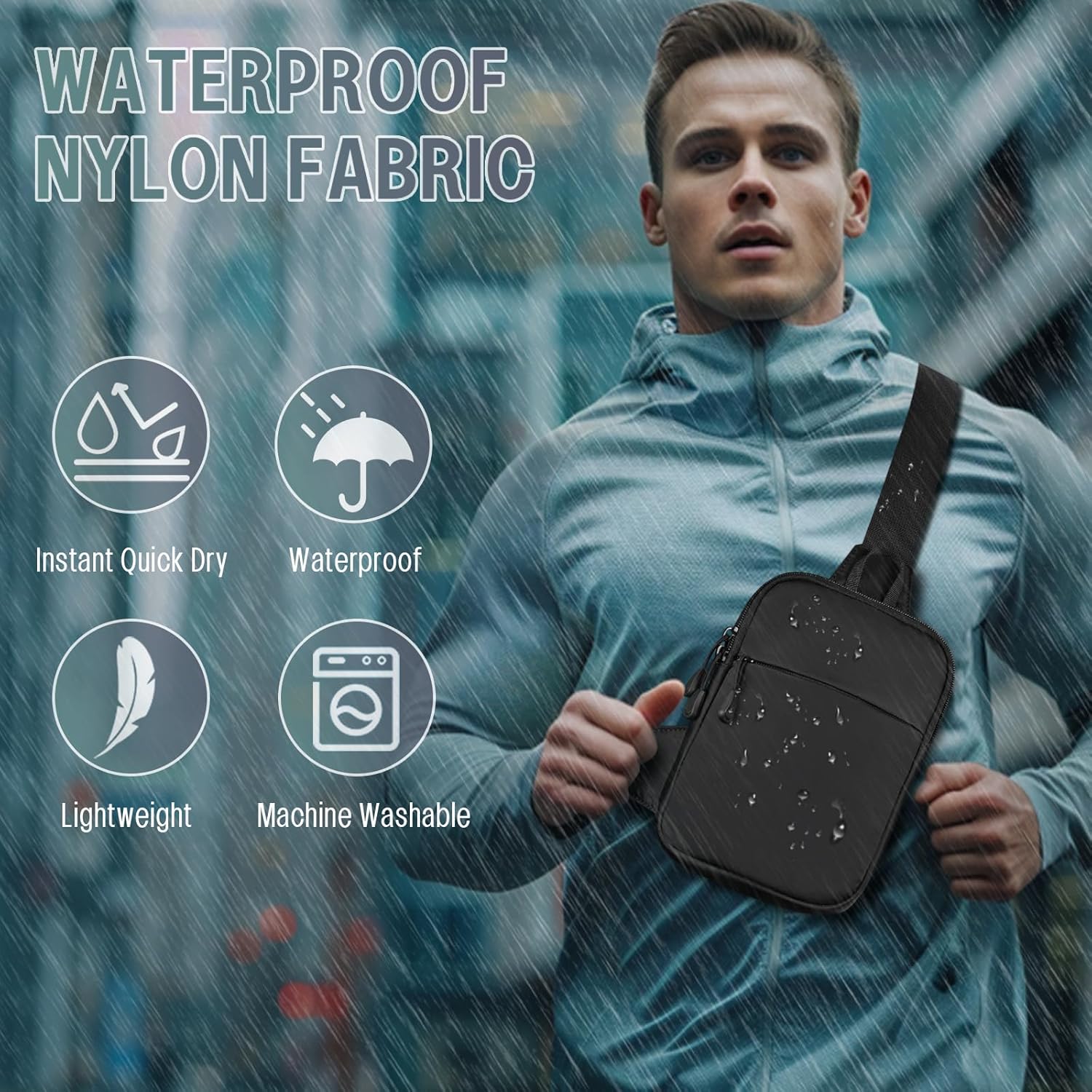 Skiennix Mini Sling Bag - Waterproof Lightweight Crossbody Bag for Men | Perfect for Travel & Sports (Black)