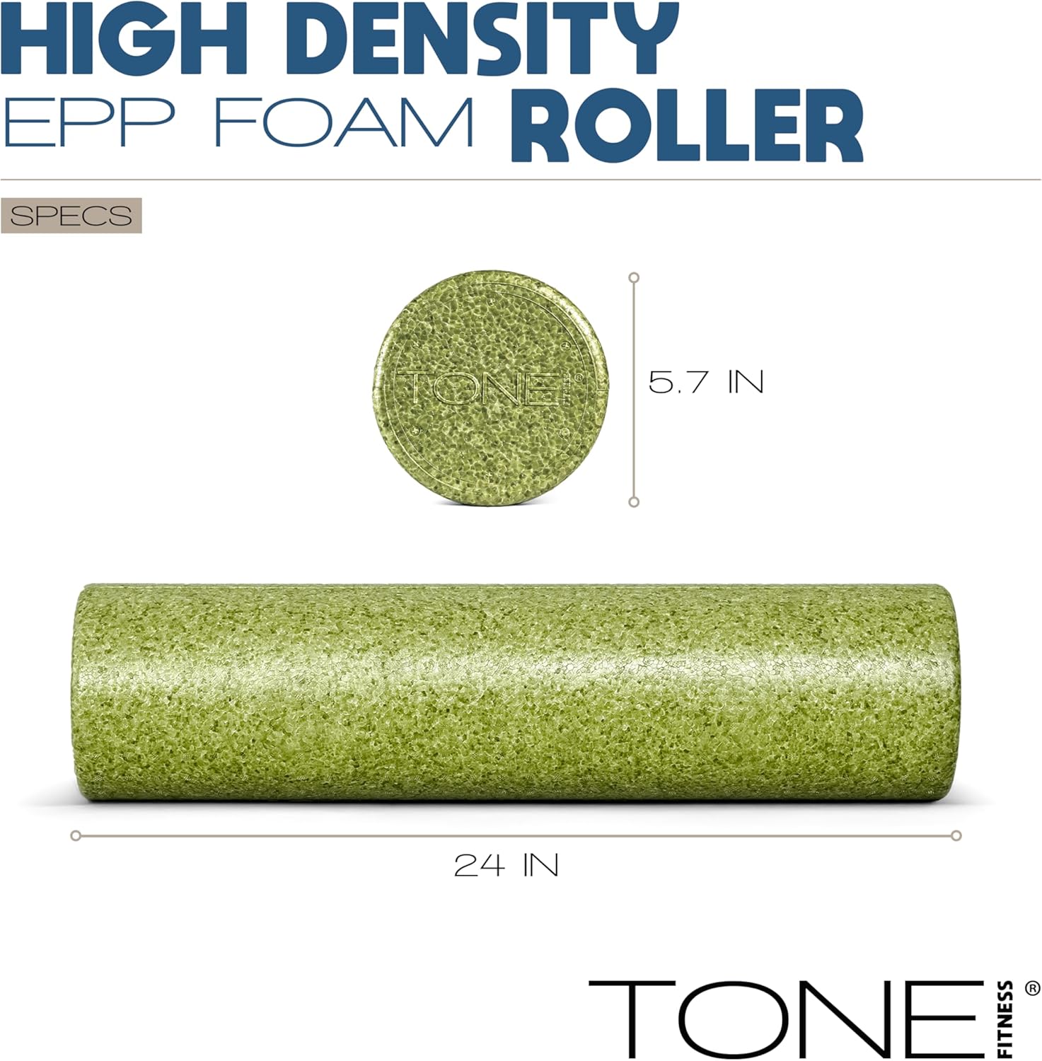 Tone Fitness High Density EPP Foam Roller - Ideal for Yoga, Pilates, Stretching & Recovery | Various Sizes & Colors
