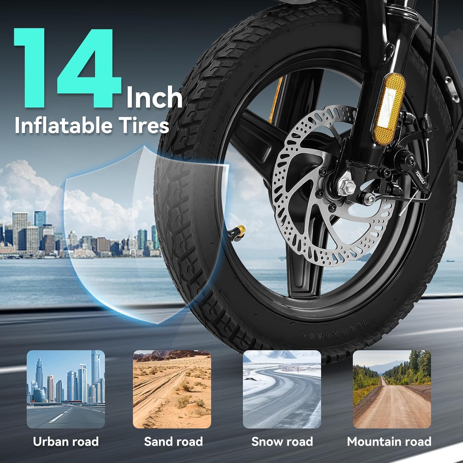 Skiennix Electric Bike - Compact Folding Ebike with 560-740W Motor & 32 Miles Range | 14" Design