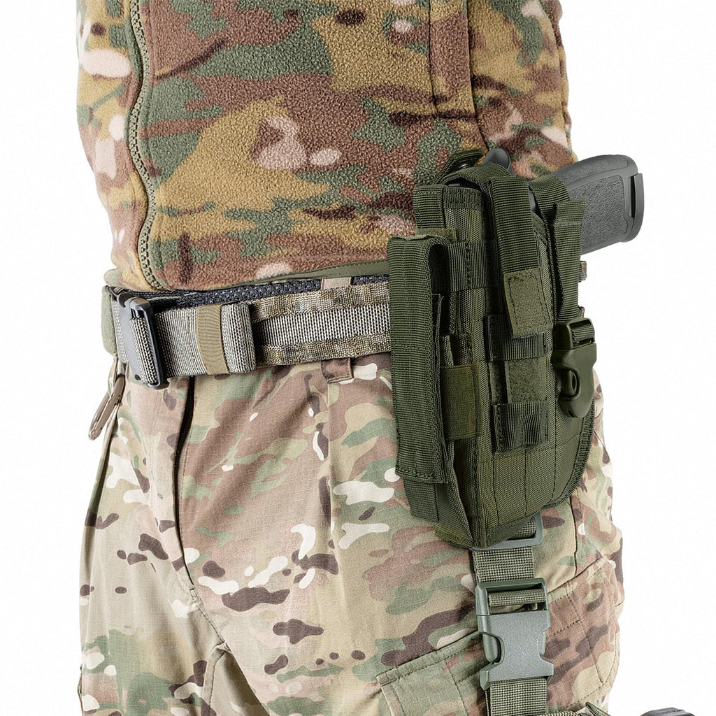Tactical Molle Belt Gun Holster, Universal Adjustable Pistol Holsters with Mag Pouch Fits S&W M&P Shield M1911 Glock 17 26 42 (Army Green - Left Hand)