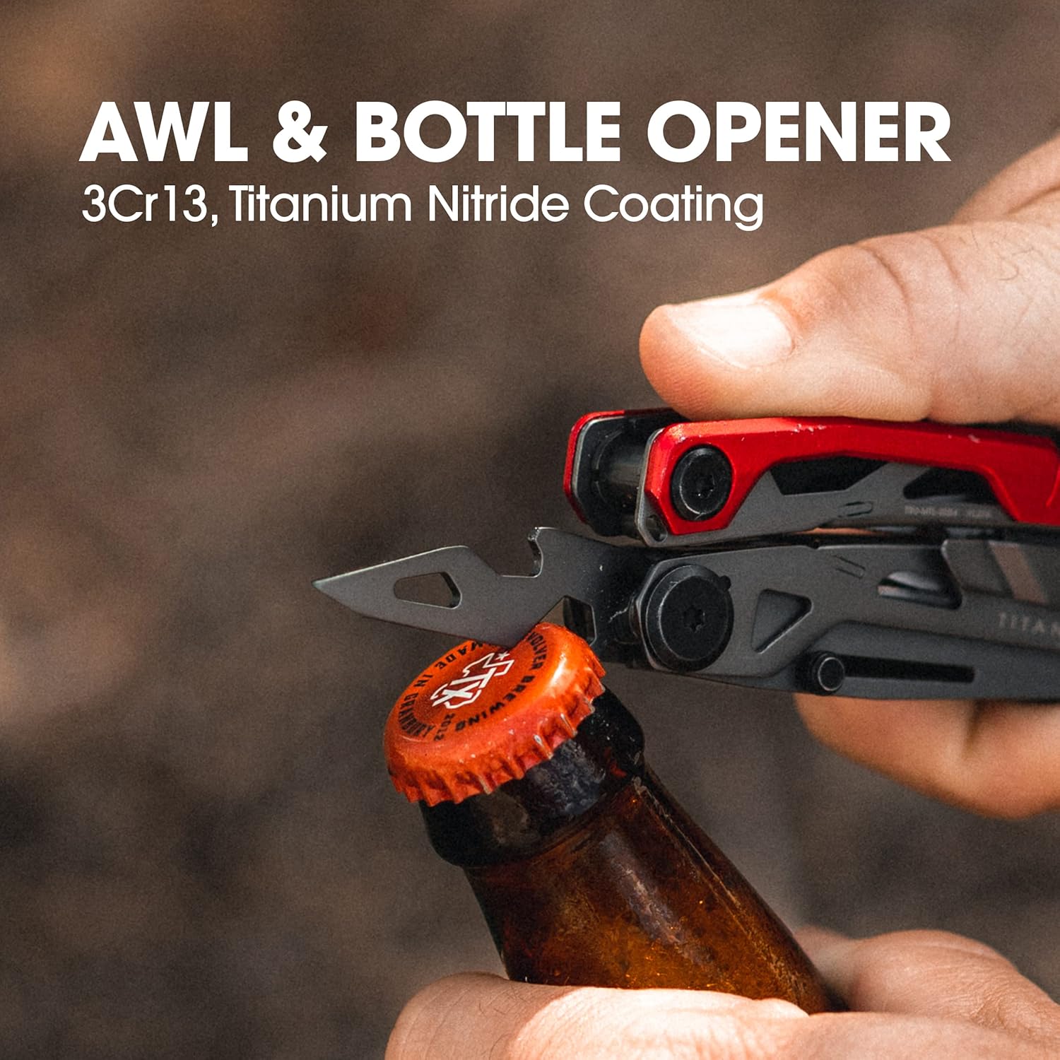 True Utility TI Locking Pocket Multi-Tool - 8-in-1 EDC Tool Kit with Titanium Nitride Frame | Silver/Red