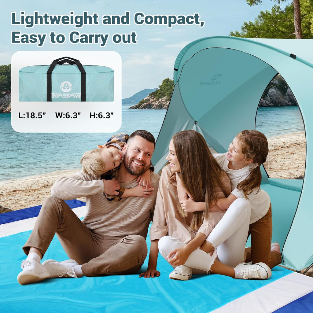 Skiennix Beach Tent - Portable Sun Shelter with UPF 50+ UV Protection | Family Canopy for 4 People (Green)