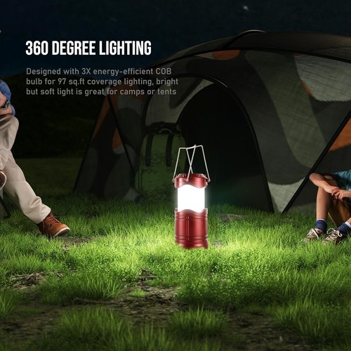 Lichamp LED Camping Lantern - 4 Pack Battery-Powered Flashlights | Portable Hanging Light for Emergencies
