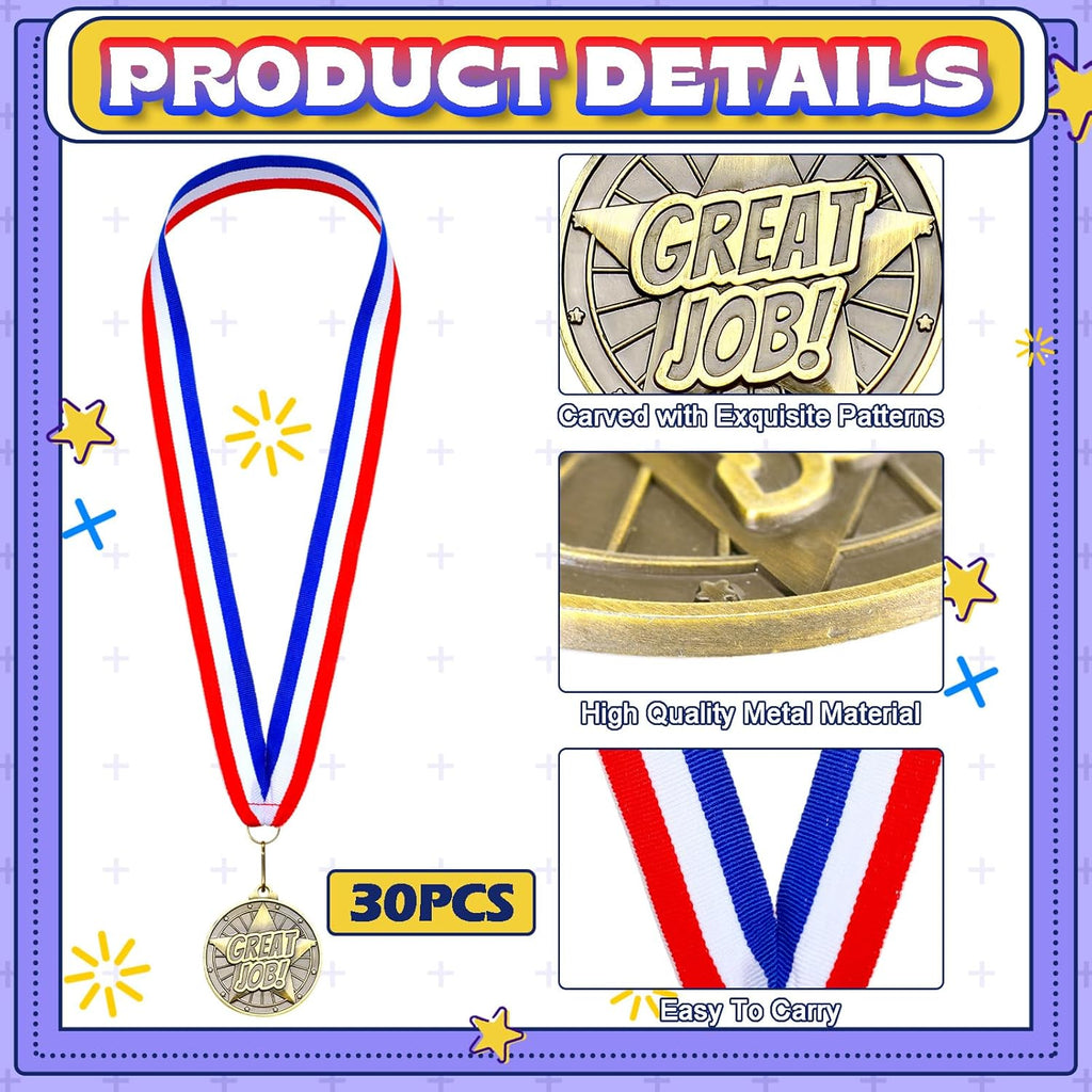 Quelay 30 Pcs 2'' Gold Medals for Awards,Winner Encourage Team Participation for Adults Trophy Award Prize Gift Competitions Graduation Party