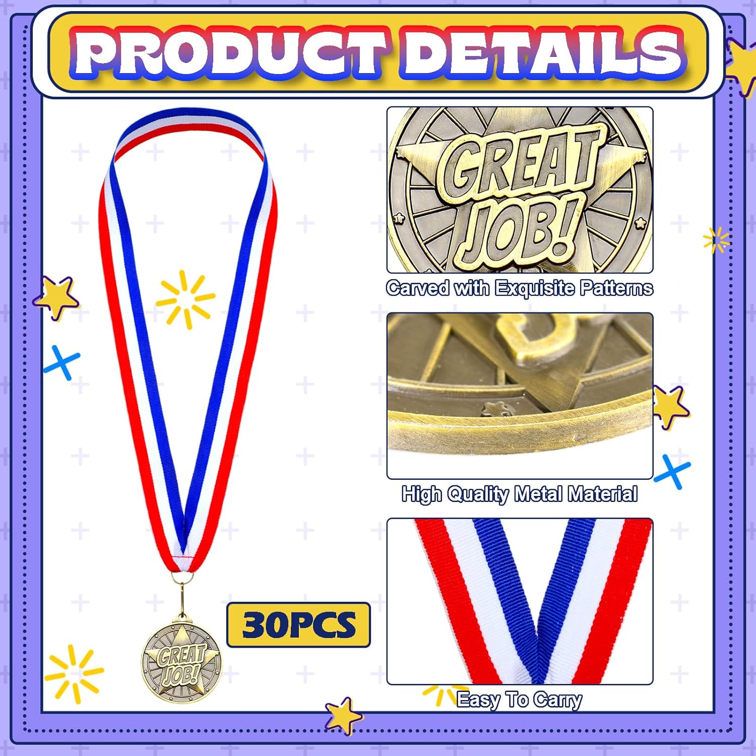 Quelay 30 Pcs 2'' Gold Medals for Awards,Winner Encourage Team Participation for Adults Trophy Award Prize Gift Competitions Graduation Party
