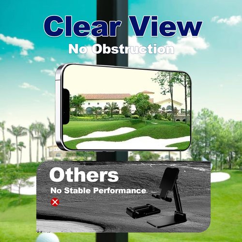 Magnetic Phone Holder for Golf Cart, Car, Gym & Home Strong Magnet Mount with 360° Adjustable Rotation Anti-Slip Rubberized Base Compatible with iPhone & Android with Magnetic Ring Gifts for Golfers