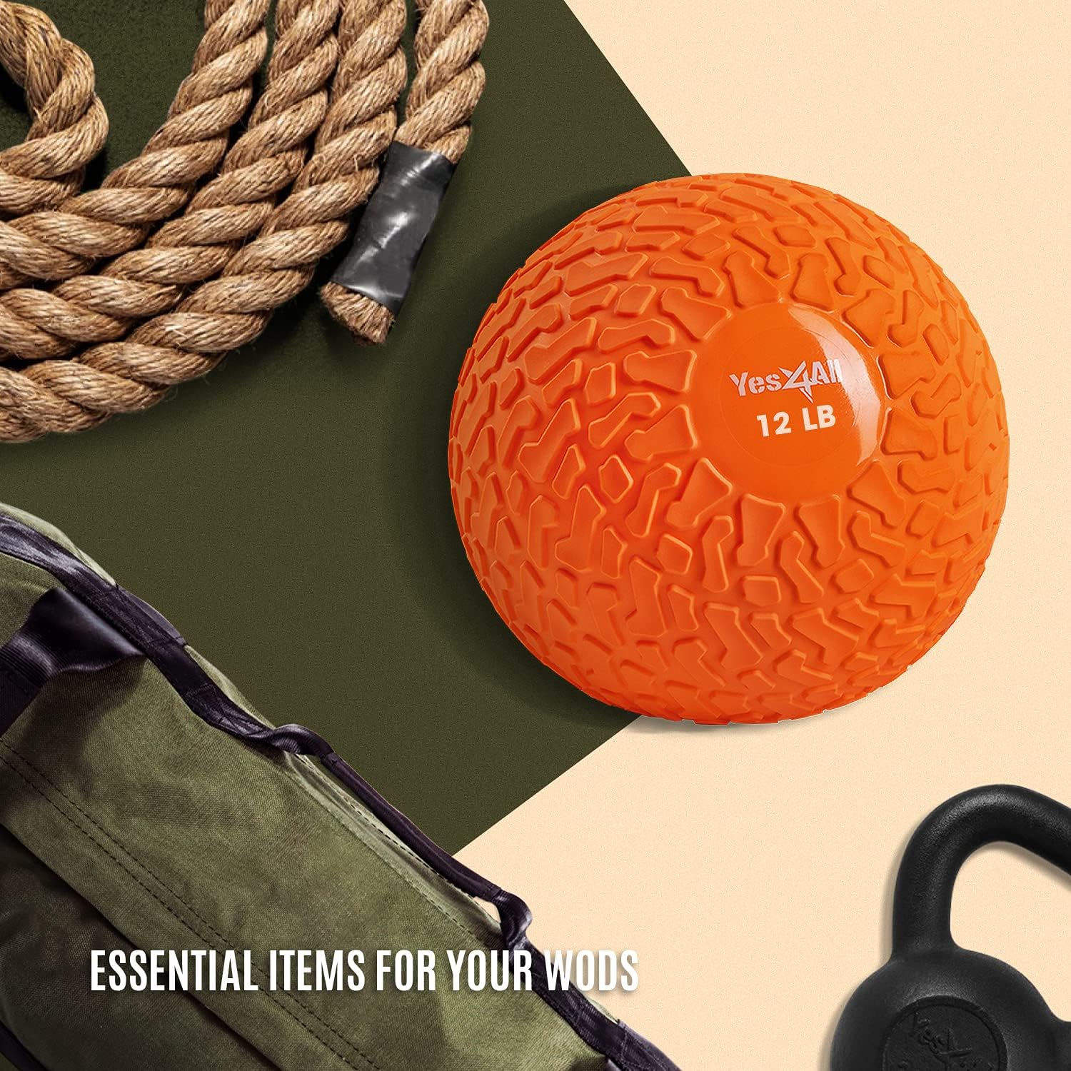 Yes4All Slam Balls - Durable 10-40lb Weighted Workout Ball for Core Strength & Conditioning